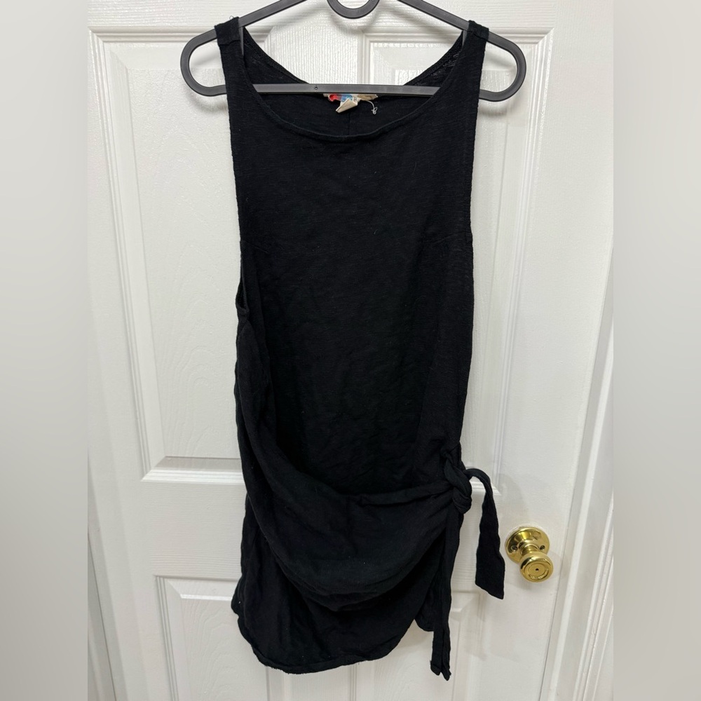 Free People Beach Black Cotton Faux Wrap Dress Size Small